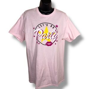 New Barbie Tee Womens Medium Let’s Go Party  Pink Ruby And Lace Brand Tee Top